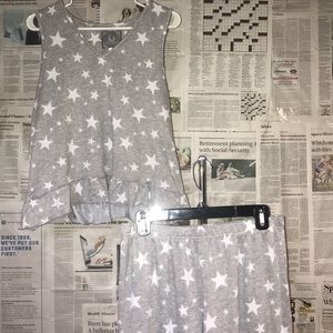 NWOT Gray & White Women’s Starred Pajama Set